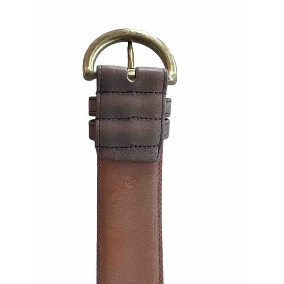 COACH LEATHER BELT D Ring BRASS BUCKLE # 8500 TAUPE COLOR SIZE M Made In USA - Picture 4 of 13